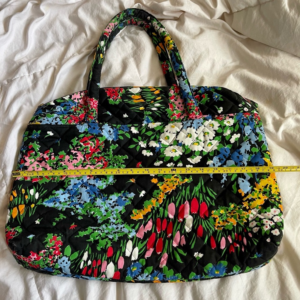 Valerie Barad Vintage Quilted Floral Bag Purse Black with Colorful Flowers - Picture 3 of 6